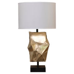 “Faceted” Flair Edition Table Lamp in Natural Brass and Steel, Italy, 2021