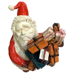 Gift Santa Decorative Ceramic Piece, Handmade Italy, 2021, Hand-Crafted Design