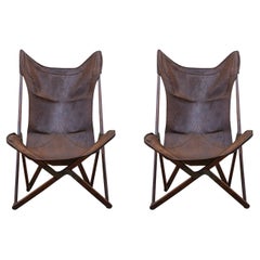 Vittoriano Vigano, Pair of "Tripolina" Chairs, Wood and Leather, circa 1936
