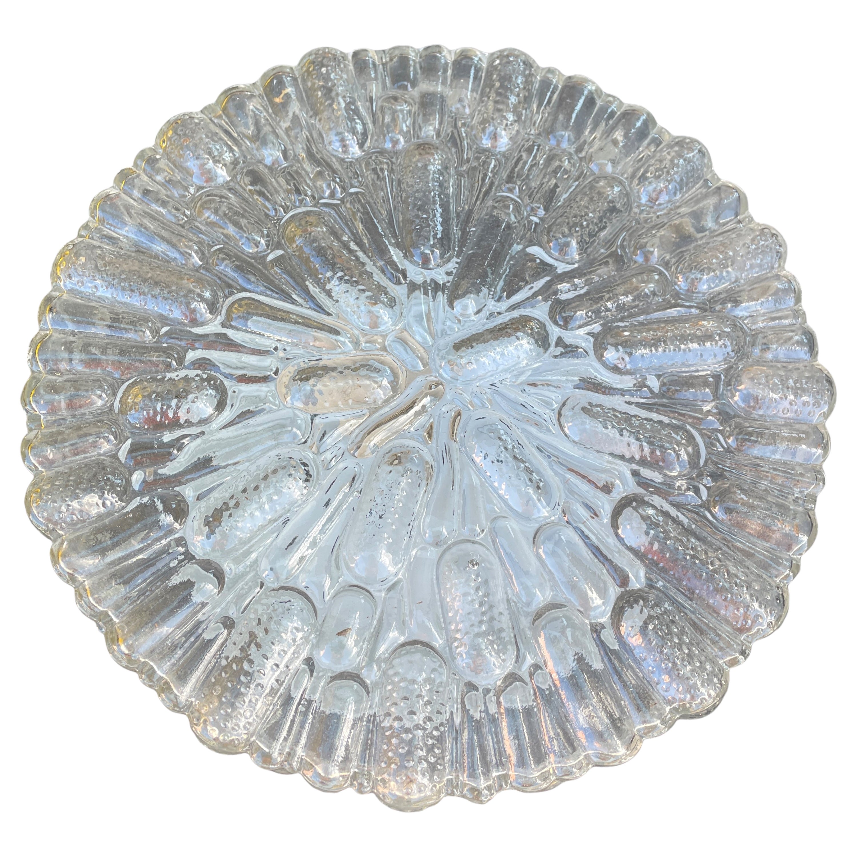 Clear Bubble Glass Pattern Massive Leuchten Flush Mount Ceiling Light, 1960s For Sale