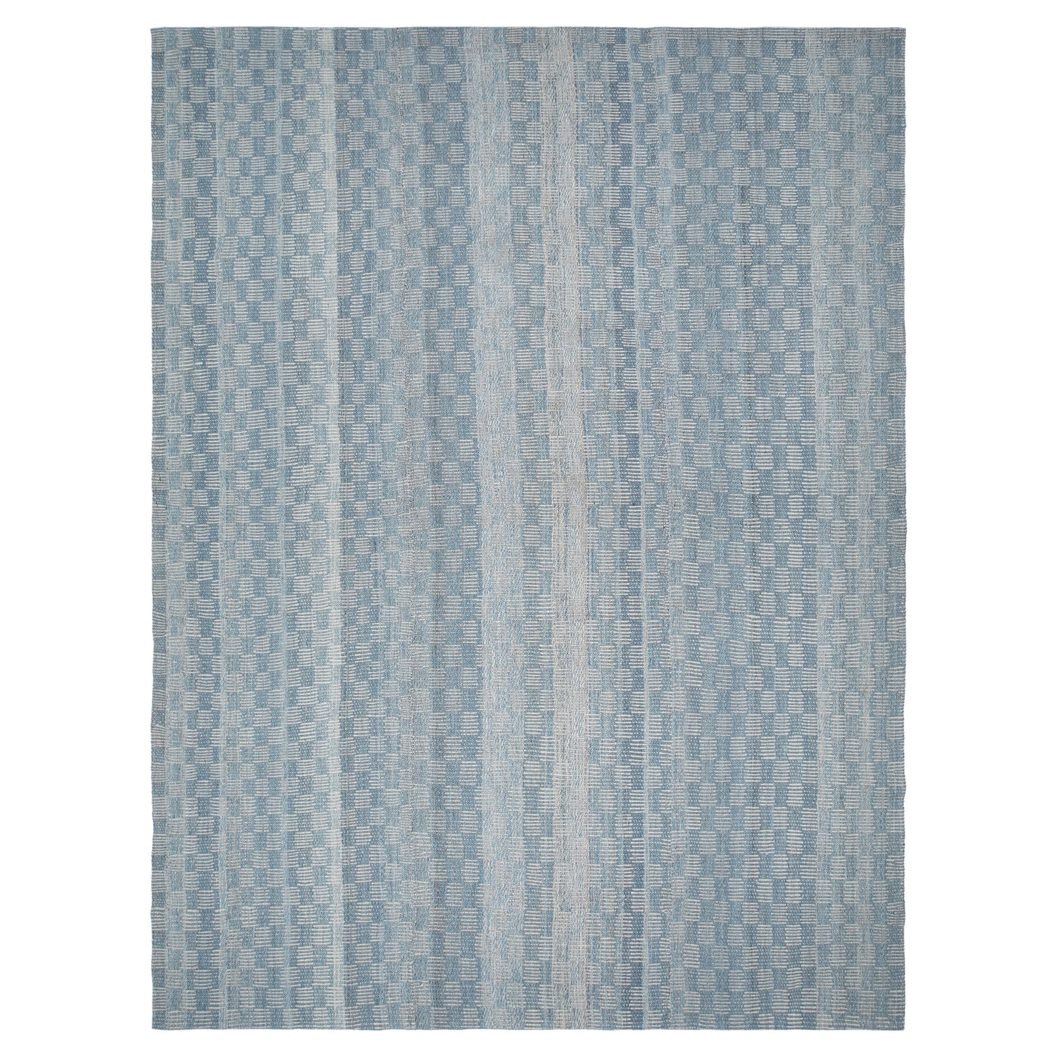 Flachgewebter Teppich im modernen Stil der Mitte des Jahrhunderts mit Minimalistischem Charmo-Muster