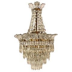 Antique French Regency Style Gold Bronze & Crystal Chandelier, Circa 1890-1900