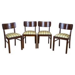 Antique Four Thonet Oak Chairs in the Art Deco Style