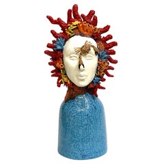 Sea Head Coral Decorative Ceramic Piece, Handmade Italy, 2021, Hand-Crafted