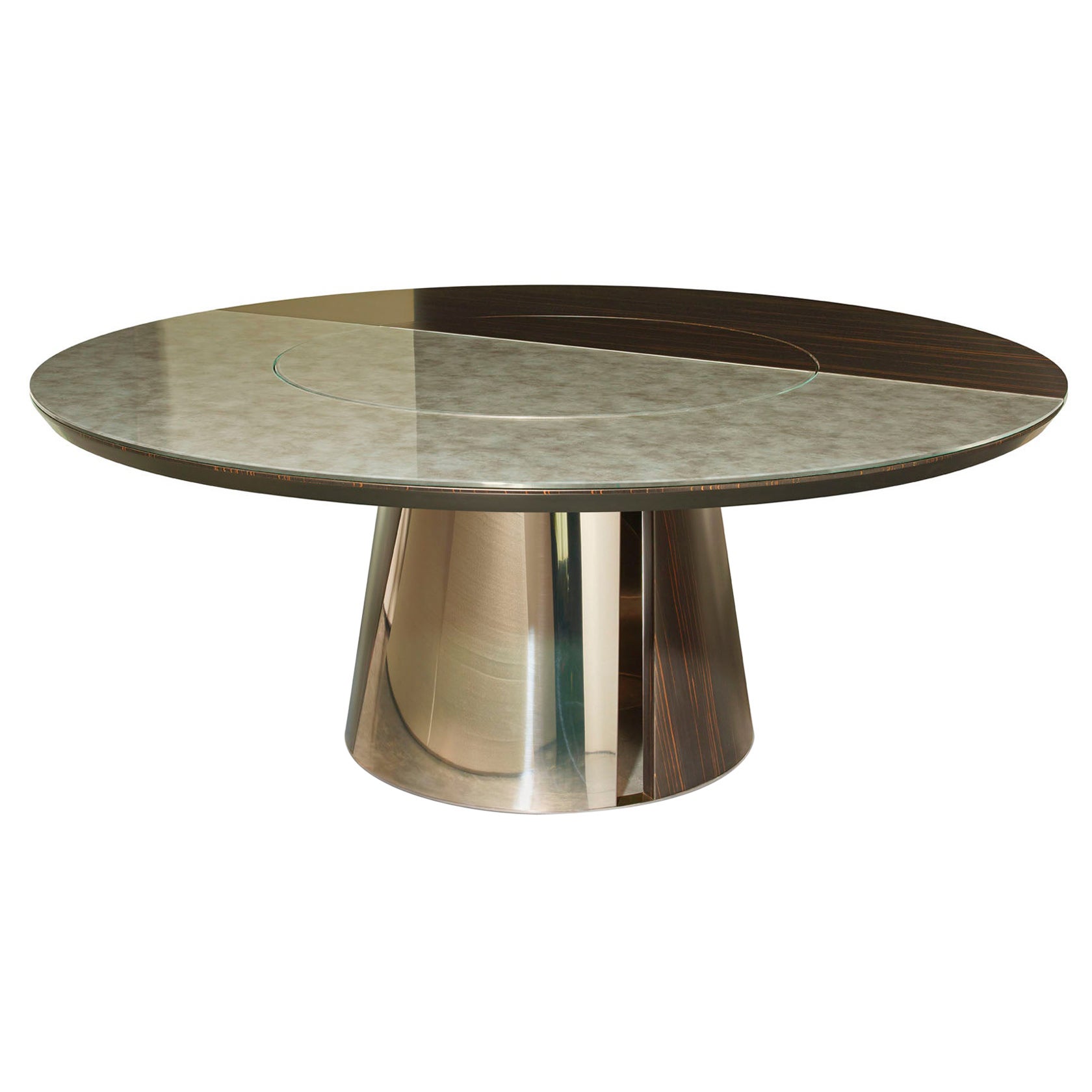 Pieds de table ronds personnalisables en métal brillant ou en ébène satiné ou en chêne en vente