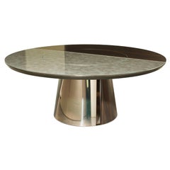 Tavolo rotondo Struttura in metallo Gambe lucide o satinate Ebony o Oak Personalizzabile