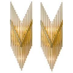 Modern Sciolari Glass Rod Waterfall Wall Sconces for Lightolier, 1970