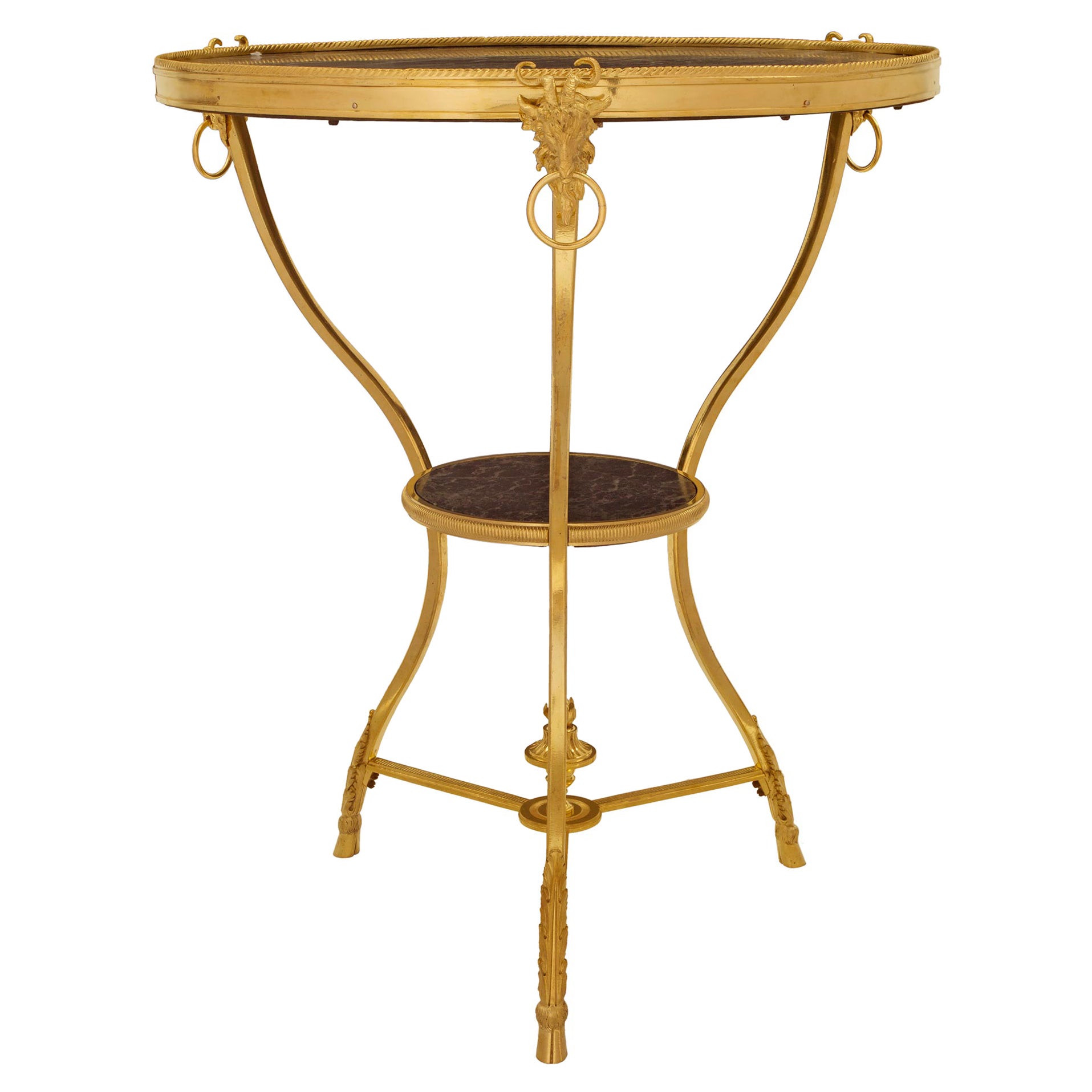 French 19th Century Louis XVI Style Ormolu and Marble Gueridon Side Table For Sale
