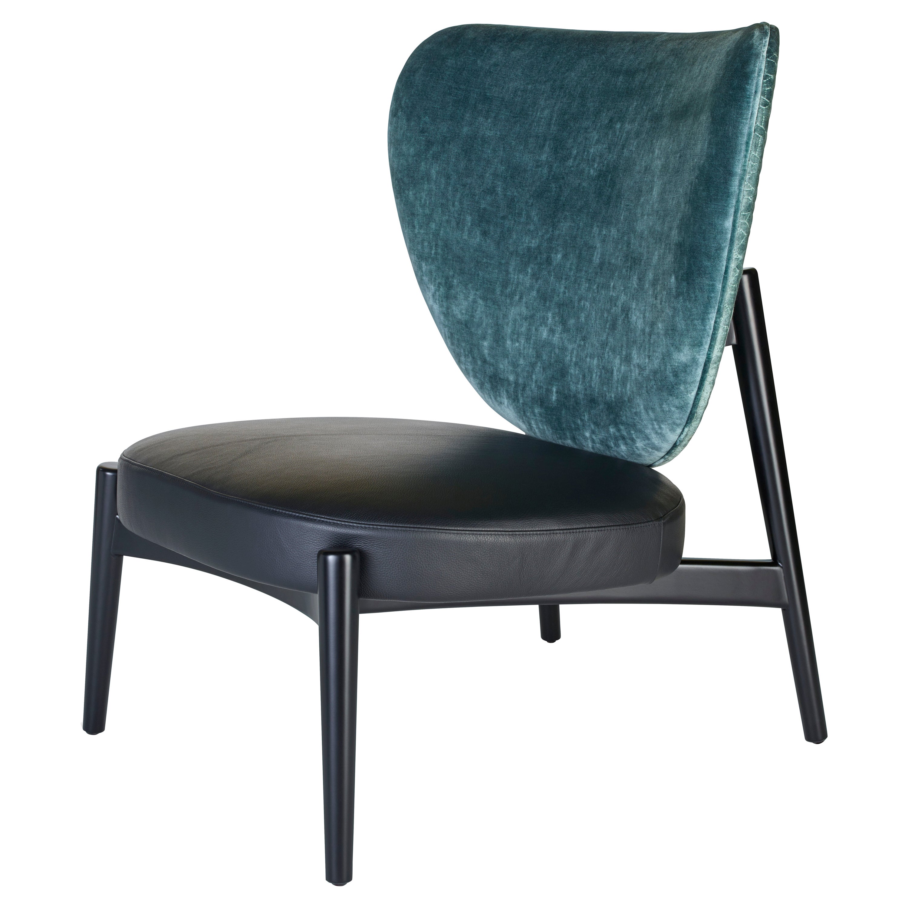 Armchair Frame in Wood Matt Moka Black Laquer or Ivory Laquer Fabric or Leather