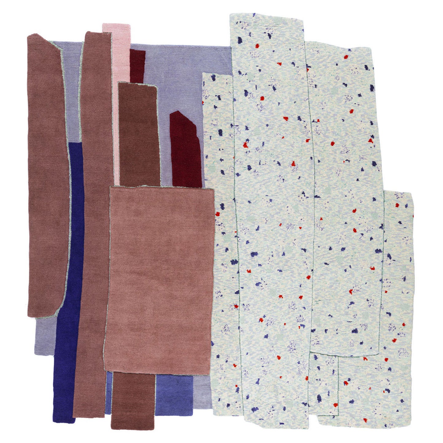 Gesture cc-tapis Patcha Square Handmade Rug in Burgundy by Patricia Urquiola