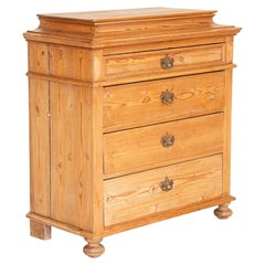 Antique Pine Chest of 4 Drawers from Denmark