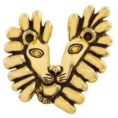 Vintage 14k Yellow Gold Pin 'or Pendant' "Lion Picasso" '1997' by Douglas Brett
