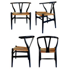 Set of 4 Chairs "ch24 Wishbone Chair" Design Hans Wegner for Carl Hansen, 1950