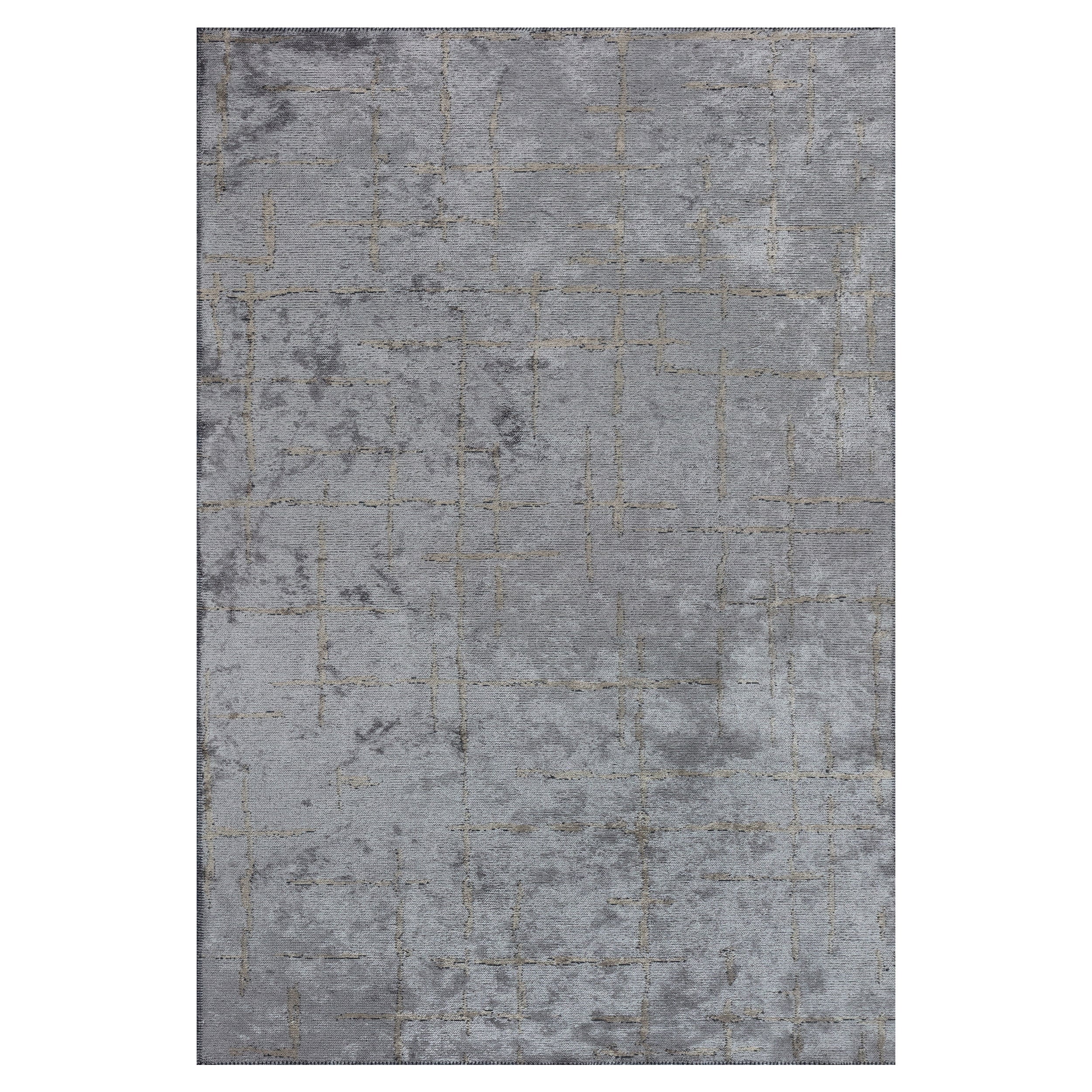 Modernist Silver Gray Beige 5x6'6" Area Rug in Stock
