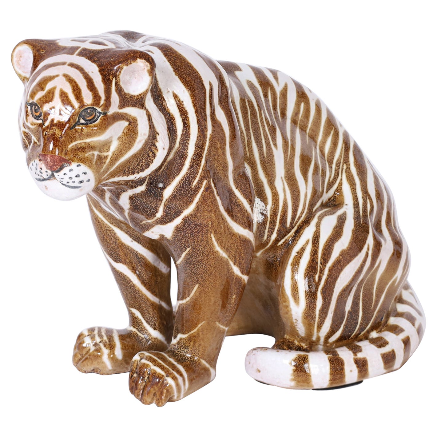 Mid Century Terra Cotta Tiger For Sale
