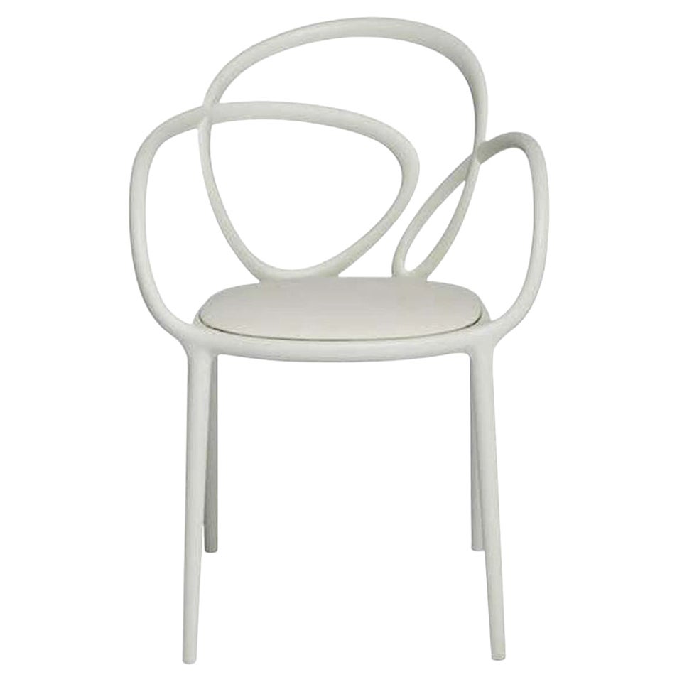 White Loop Padded Armchair, Made in Italy