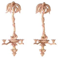 Pair of Palm Tree Chinoiserie Wall Sconces
