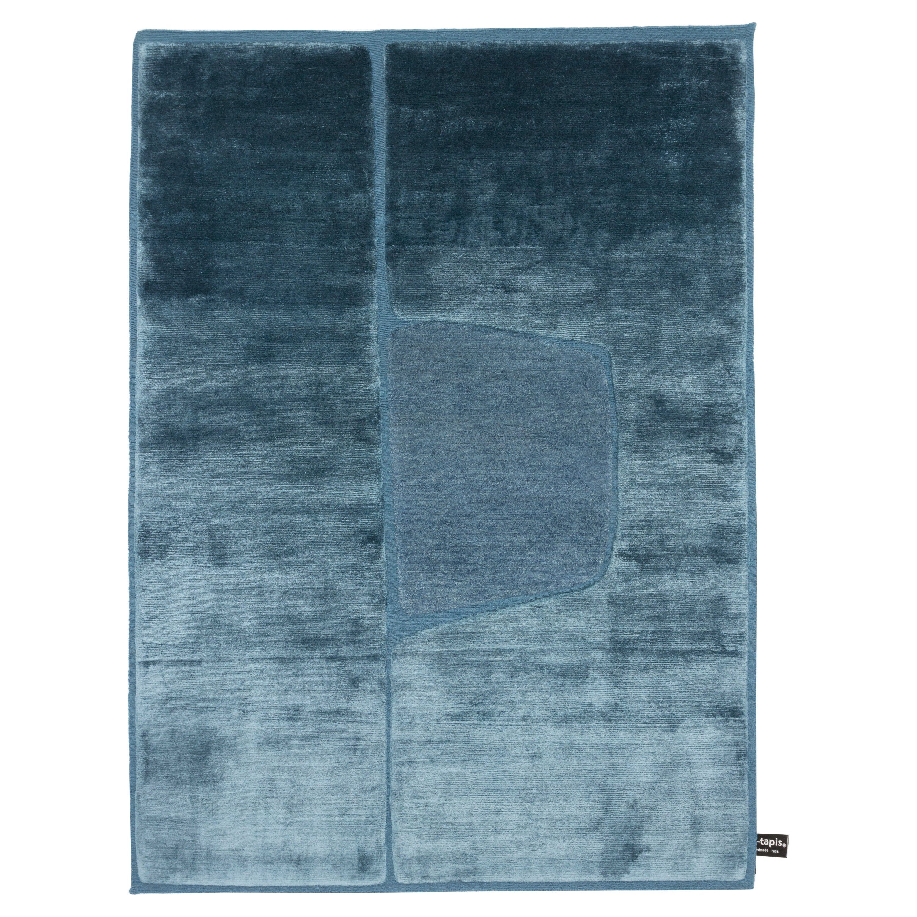 cc-tapis Cut Out Monocromo Rug in Petrol by A. Parisotto and M. Formenton For Sale
