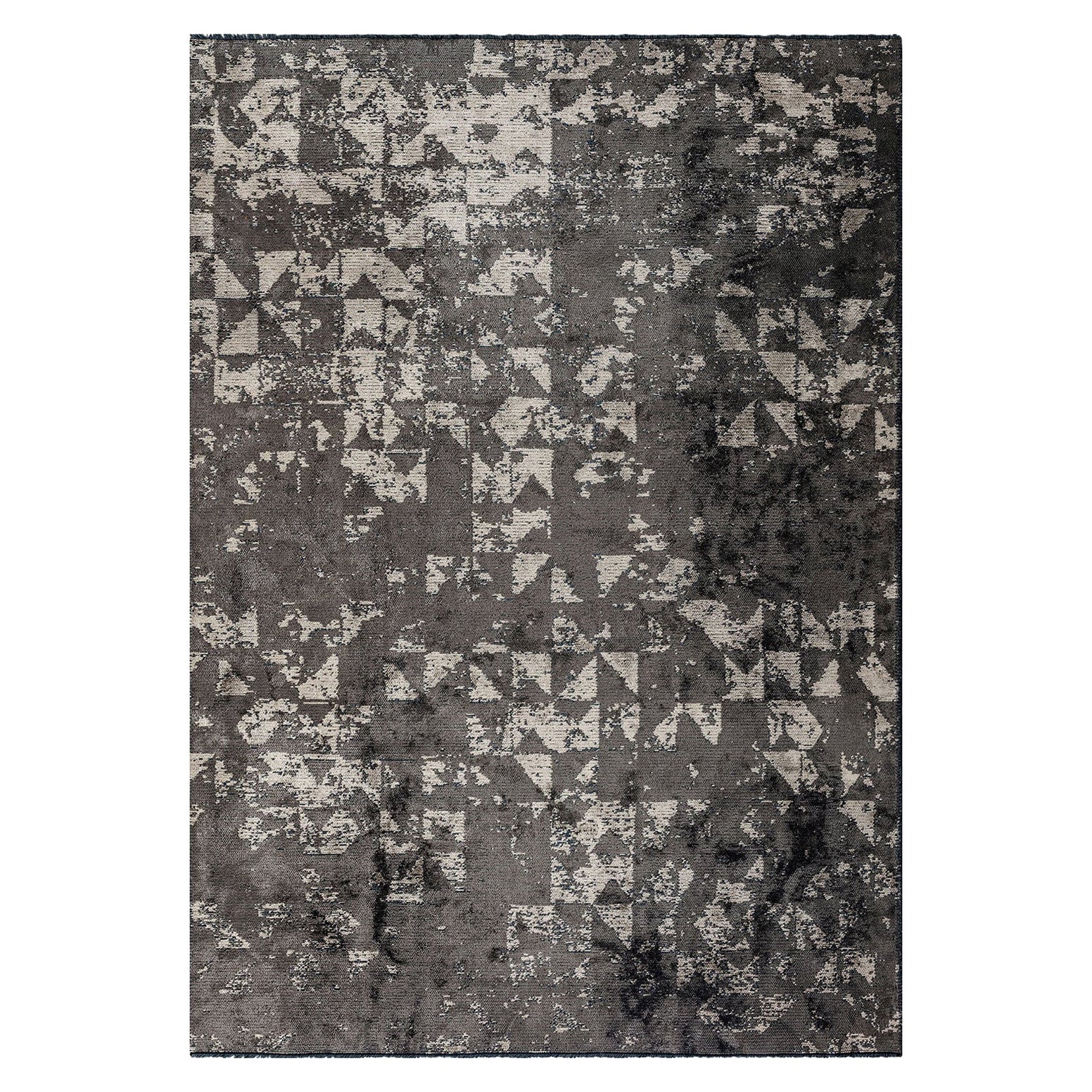 Modernist Abstract Dark Dark  Taupe Gray Beige Gray Chenille Rug in Stock