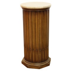 Weiman Neoclassical Style Fluted Pedestal in Carved Wood with Marble Top