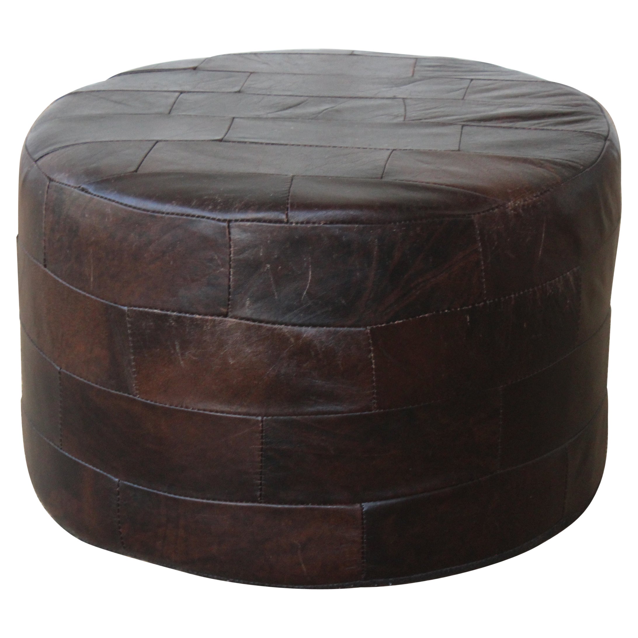 Patchwork Brown Leather Ottoman by De Sede, Switzerland, 1960s