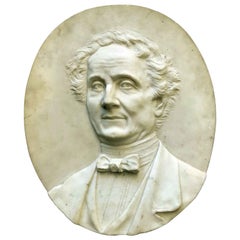 19th Century White Marble Italian Lawyer Portrait Relief