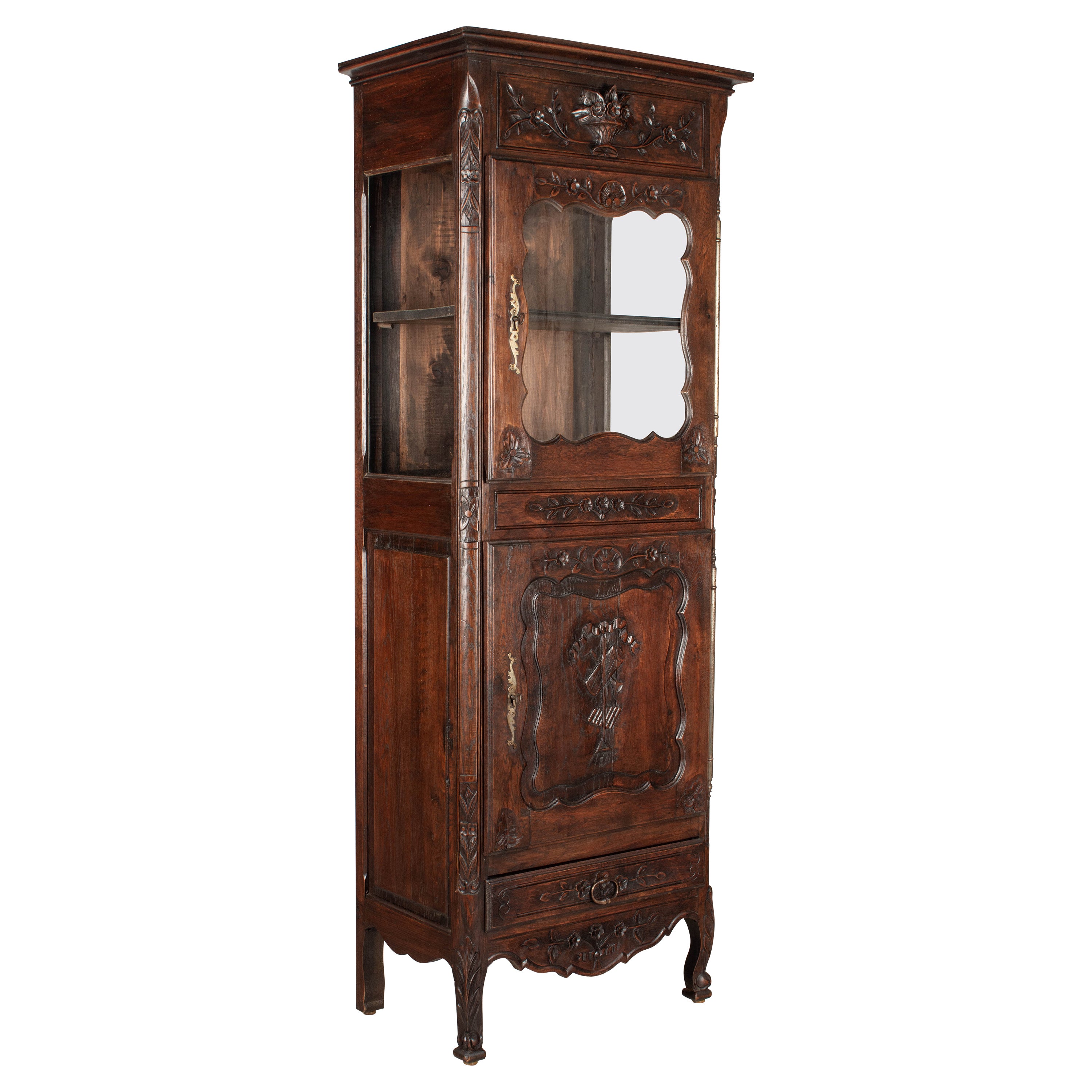 French Louis XV Style Bonnetiére or Display Cabinet