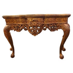 Vintage Gorgeous Italian Carved Gilded Console Table