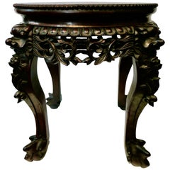 Chinese Teak & Rouge Marble Table