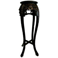 Antique Chinese Tall Teak Pedestal Table