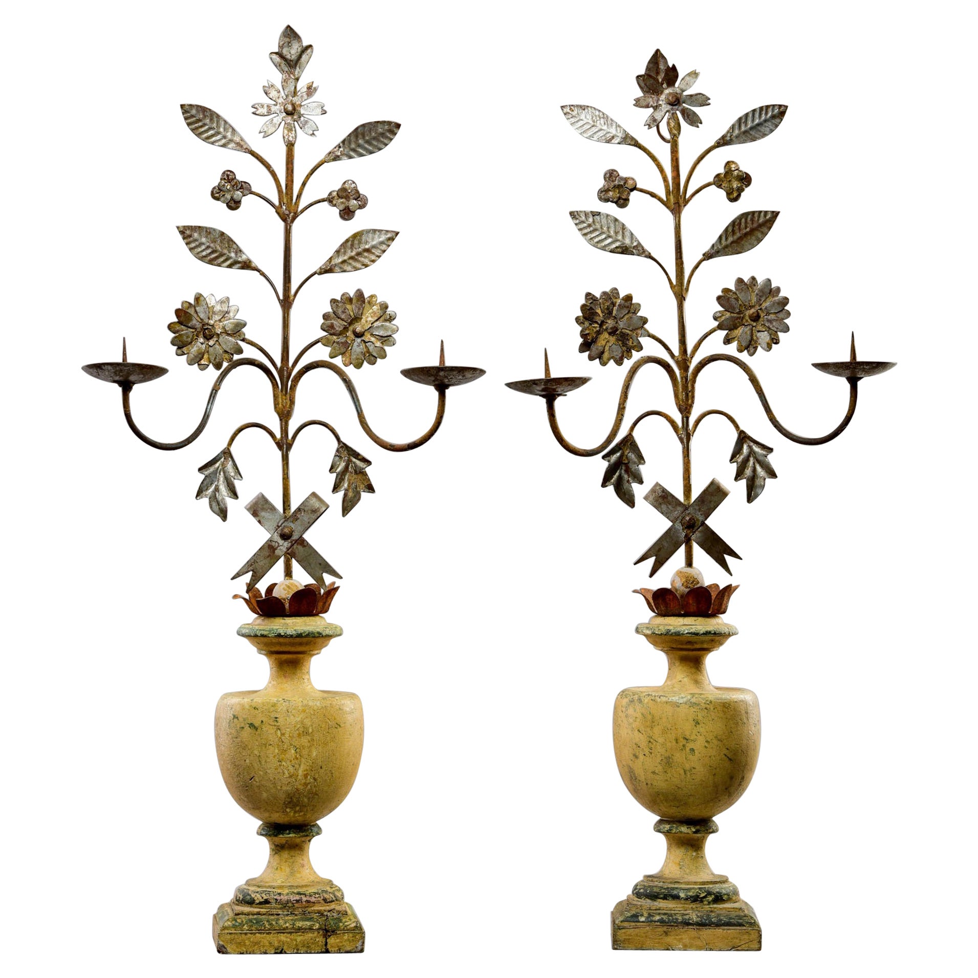 20th Century Brass Altar Candle Forms in the Style of James Mont For