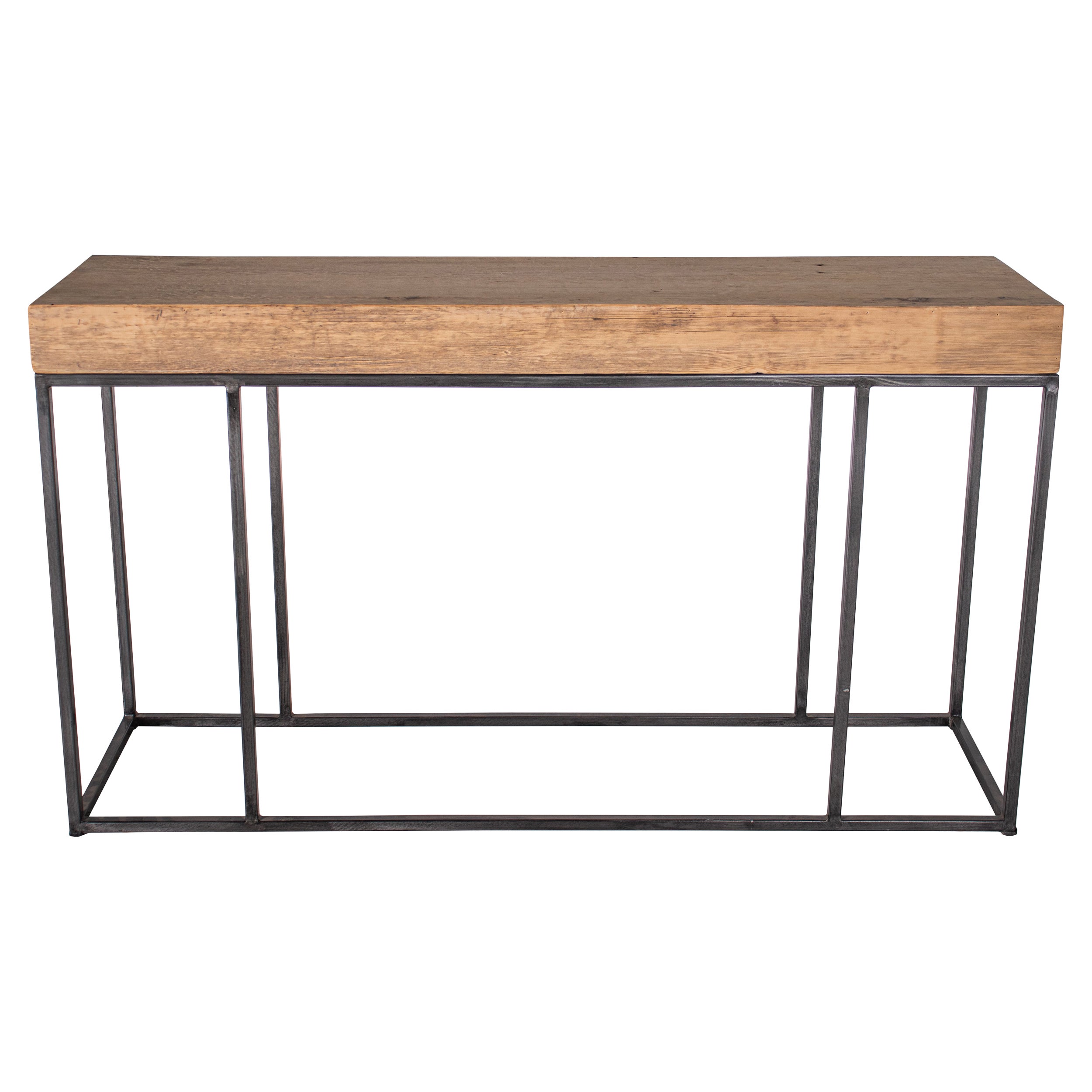 Console Table Made from Reclaimed Elm with Steel Base