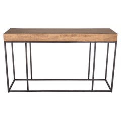 Console Table Made from Reclaimed Elm with Steel Base
