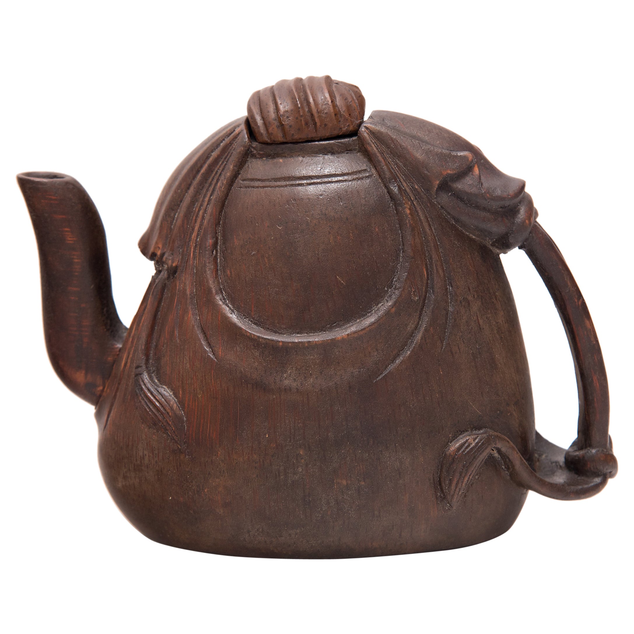 Chinese Bamboo Cloth Teapot, c. 1900 For Sale