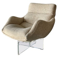 Vladimir Kagan, Organic 'Cosmos' Lounge Chair, Beige Fabric, Lucite, America