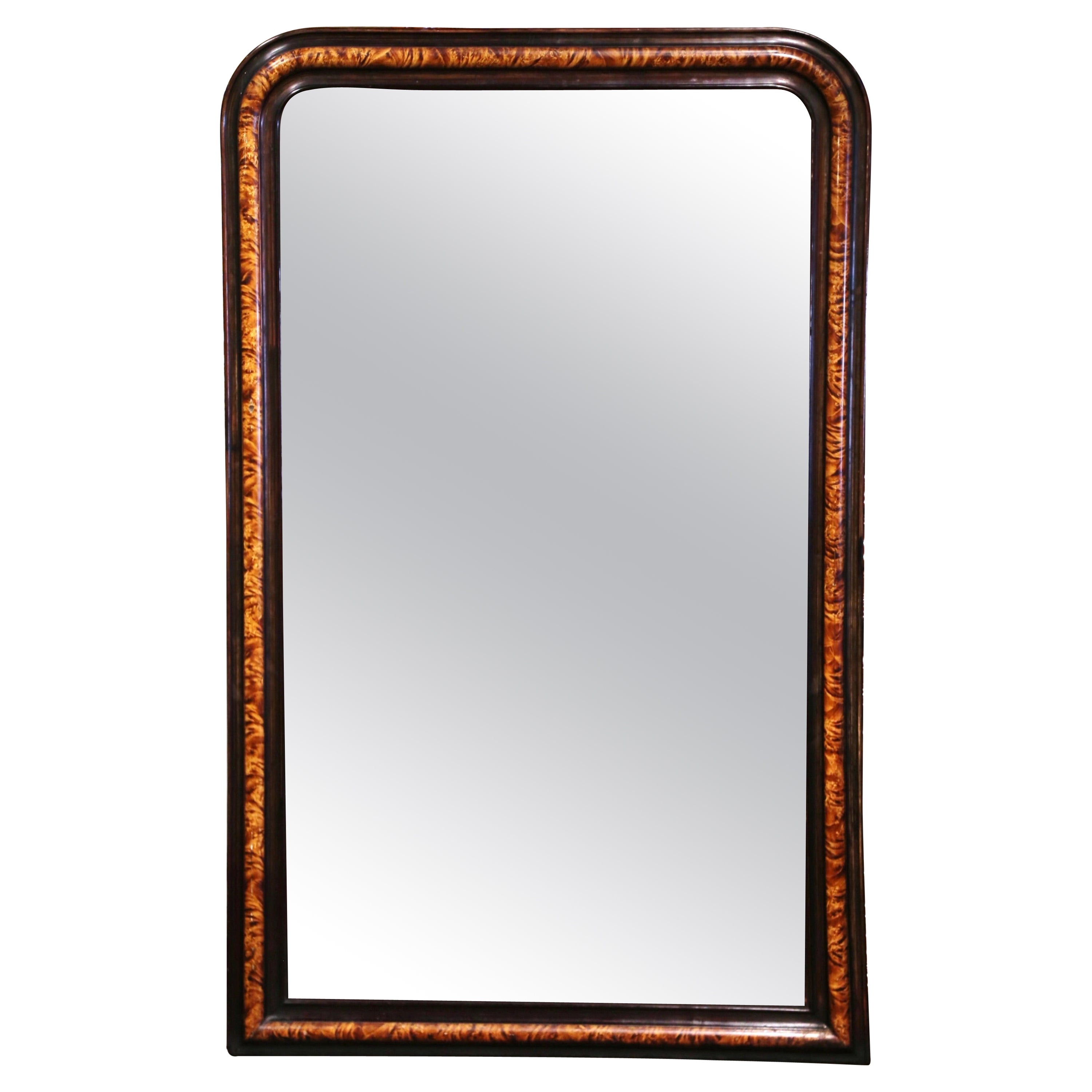 19th Century Louis Philippe Two-Tone Faux Burl Wood Wall Mirror
