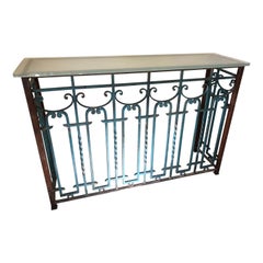 Superb Architectural Wrought Iron and Glass Console Table