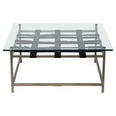 Glass-Topped Antique Nickel Coffee Table