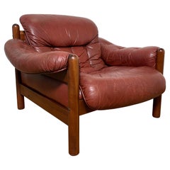 Swedish Leather Lounge Chair in the Manner of Arne Norell, circa 1970s