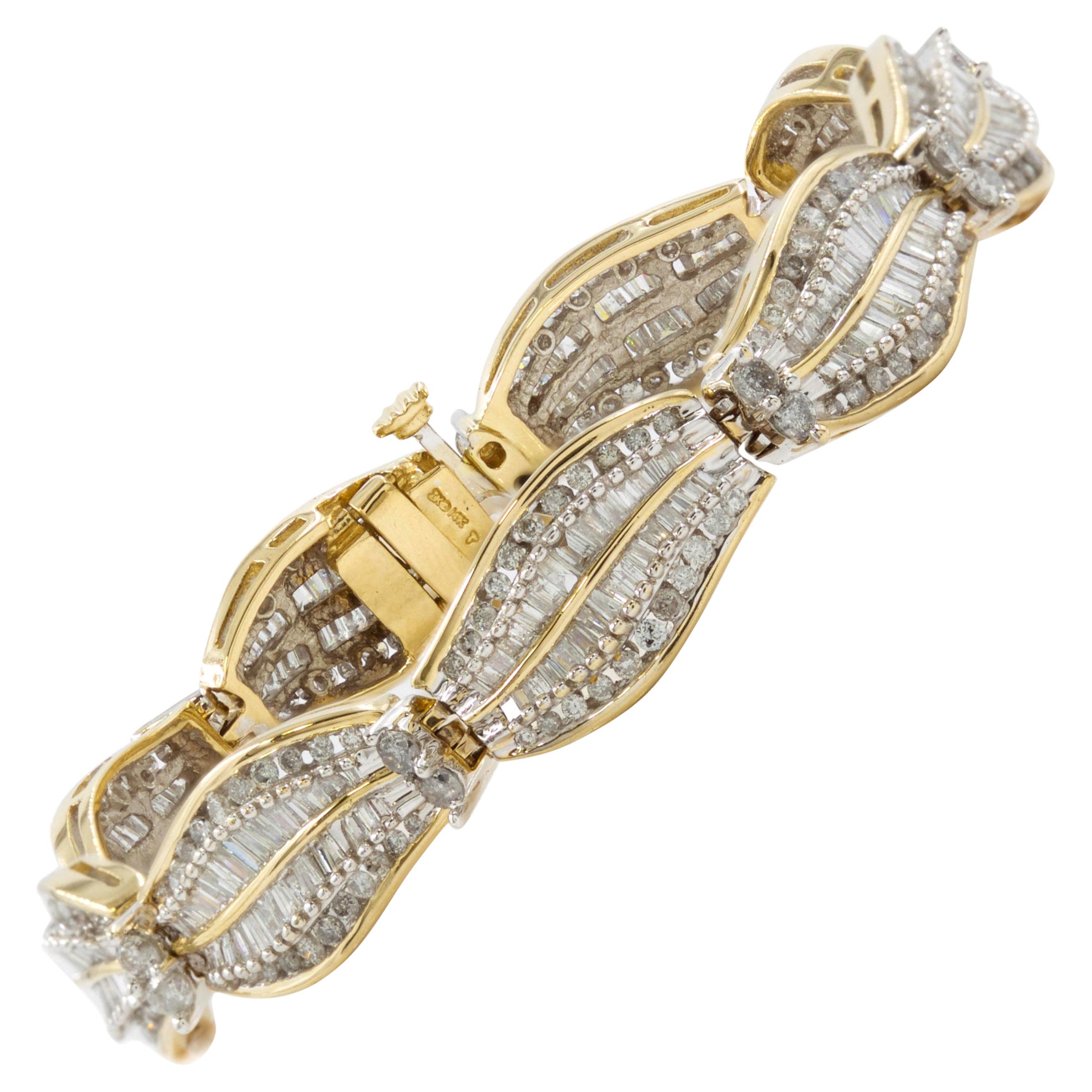 Bracelet de succession en or blanc et jaune 14 carats avec 470 diamants