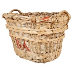 French Woven Wicker Champagne Grape Harvest Basket