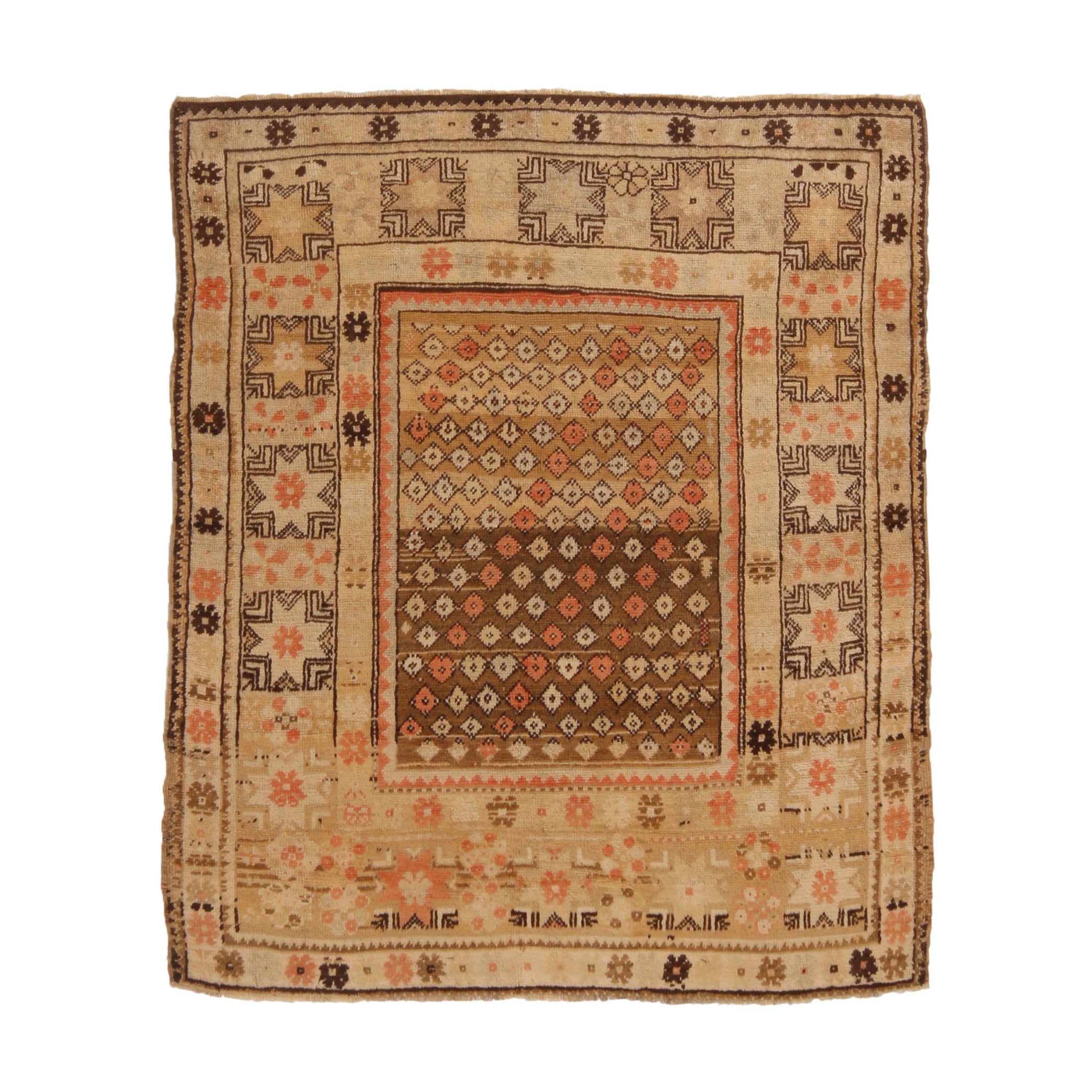 Antique Oushak Traditional Beige and Peach Wool Rug For Sale at 1stDibs
