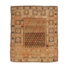 Antique Oushak Traditional Beige and Peach Wool Rug