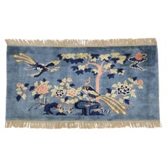 Ancien tapis pictural chinois Art Déco avec style Chinoiserie Chic