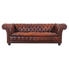 Vintage Brown Leather Chesterfield Sofa