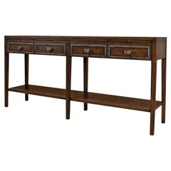 Modern Oak and Iron Console Table