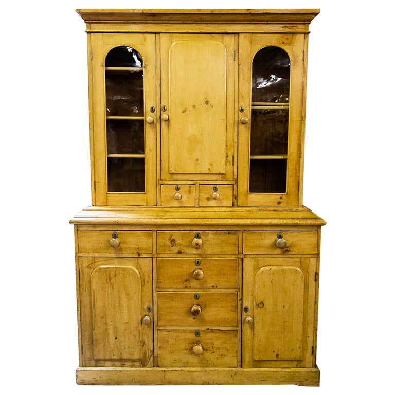 English Pine Stepback Kitchen Cupboard For Sale at 1stDibs