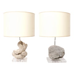 Auswahl an Lampen aus Koralle und Lucite im Vintage-Stil