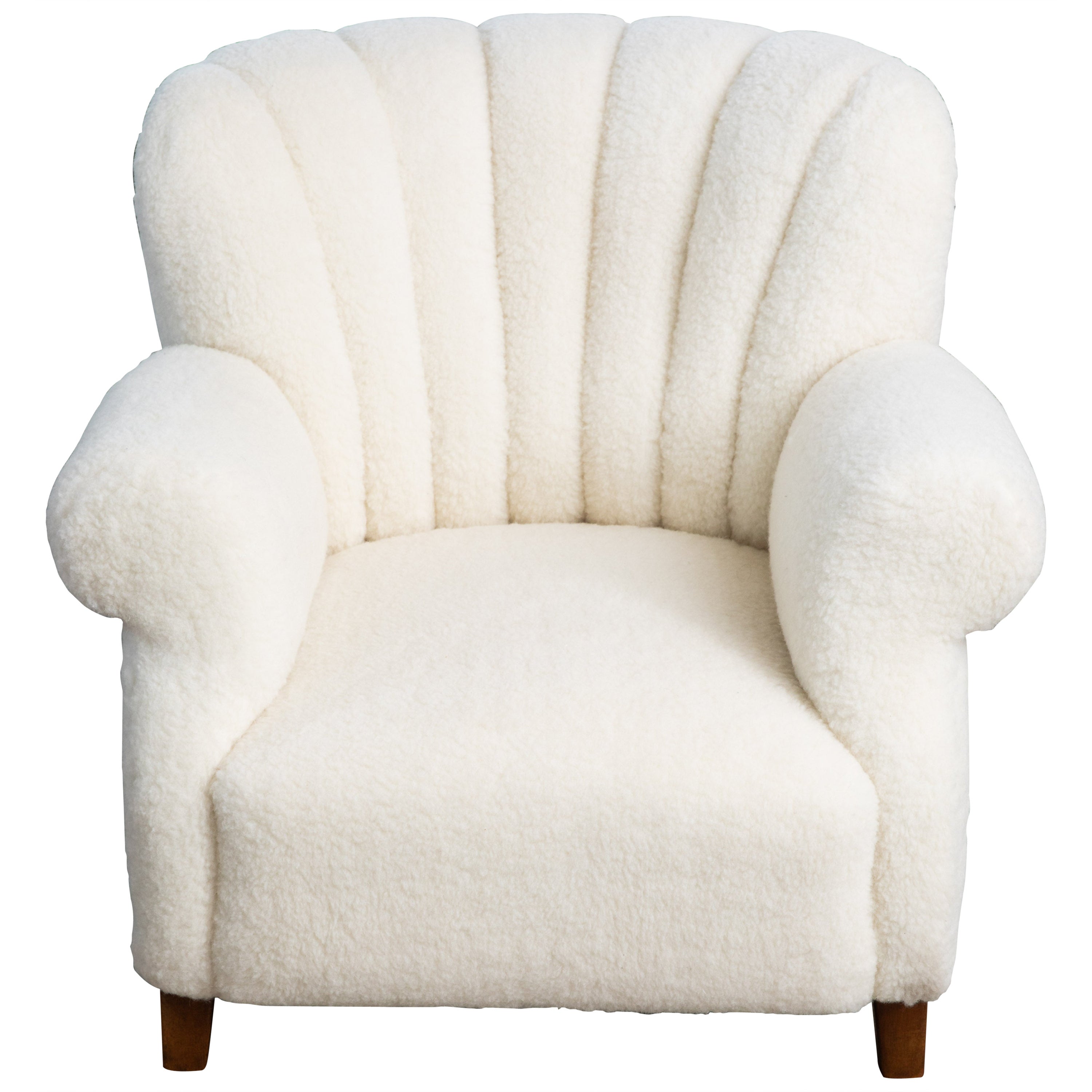 Fritz Hansen Model 1518 Large Size Club Chair in Ivory Lambswool, Denmark, 1940s
