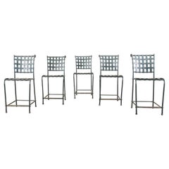 Set of Five Brown Jordan Florentine Aluminum Counter Barstools